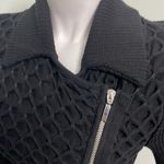 White House | Black Market  BLACK honeycomb zipper sweater small NEW Photo 5