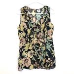 CAbi Ruffle Tank Osaka Nights Gray Pastel Green Pink Floral Sleeveless Blouse XS Photo 3
