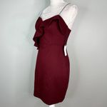 ASTR  The Label Ruffle Stretch Knit Body Con Dress Wine Medium M New Photo 98