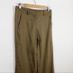 Theory Tan Linen Wool Wide Leg Emory Trouser Pants Relaxed fit Size 4 Photo 2
