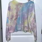 Colsie/Target Rainbow Tie Dye Cropped Crewneck Sweatshirt Size: L Pink Size L Photo 0