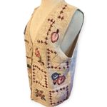 White Stag Vintage Y2K Knit Sweater Vest Tan Embroidery Flowers Leaves Button Cottagecore M Photo 2