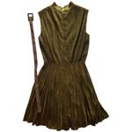 Vintage Betty Hartford glitter metallic dress with pleated skirt & belt Gold Photo 7