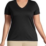 Norma Kamali  Black Organic Cotton V-Neck T Shirt Size 2X Photo 0