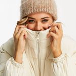 Pull & Bear Padded Puffer Jacket In Ecru Photo 1