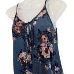 Audrey 3+1  Sleeveless Wide Leg Cropped Jumpsuit Tie Front Floral Blue Size Small Photo 6
