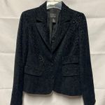 INC International Concepts Faux Suede Floral Black Blazer Size 8 Button Front Photo 0