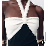 ZARA NWT  Stretch Bow Midi Dress /  Black and White Halter Dress Size Small Photo 5