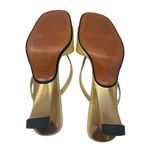 Stuart Weitzman Yellow Patent Leather Slip on Sculptural Wedge Mules Size 7.5 Photo 8