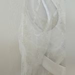 Simonton Says Sheer White Two Piece Top With Tie Button Down Collar NWT Size XS Photo 2