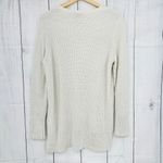 CHAPS  (L) Womens Metallic Cream Knit High Low Hem Sweatshirt Sweater Photo 1