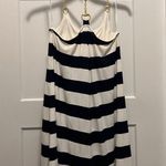 Julie Brown Knit Halter Dress Size Small Women's White Blue Striped Sleeveless Photo 4