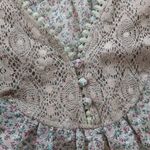 Free Hug Grey and Pink Ditzy Floral Lace Panel Ruffle Boho Blouse NWT Photo 9