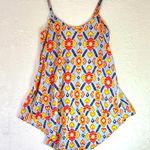 Collective Concepts Flowy Geo Ikat Print Slip Camisole Top Asymmetric Hem Spaghetti Straps Boho Photo 0