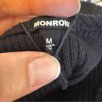 Monrow Black Ribbed Short Sleeve Sweater Dress Womens M Mini Open Back Casual Size M Photo 5