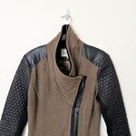 Lucy Paris [] Olive Green Black Mixed Media Wool Faux Leather Jacket Size Small S Photo 2