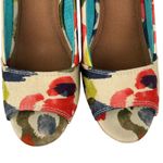 Toms  Women's Stella Peep-Toe Wedge Sandals Multi Floral Size 6.5 Photo 1