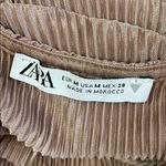 ZARA  Taupe V-Neck Pleated Blouse Photo 3