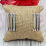 Cute Silver Tone Wide Bar Bangle Cuff Bracelet One Size Form to Fit Photo 1