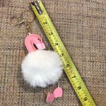 Flamingo Pom Pom Hangtag Pocket Book Purse Bag Decoration Keychain Photo 2