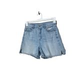 American Eagle  Denim Highest Rise Baggy Shorts Distressed Rips Raw‎ Hem Size 4 Photo 2