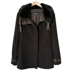 'S Max Mara 100% Virgin Wool Faux Fur Trimmed Coat in Chocolate Brown Size 8 Photo 1