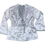 Victoria's Secret  VINTAGE Gold Label Silky Robe Silver Size Medium Photo 0