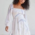 Wilfred Tempest White & Multi Smocked Sheer Square Neck Dress Sz. S Photo 0