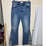 Vervet Womens High Rise Floral Panel Flare Jeans Medium sz 30 Boho Western Photo 1