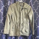 Ambiance Green Utility Jacket with Collared Neckline and Drawstring Waist Photo 0