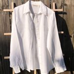 Banana Republic  100% linen beautiful white buttoned down blouse M Photo 0