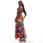 ASOS  Exposed Seam Mesh Backless Midi Dress In Bright Floral Photo 2