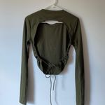 olive green/ army green long sleeve backless crop top Size L Photo 3