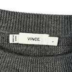 Vince  Wool Textured Knit Asymmetric Zip leather trim gray sweater Womens Small Photo 2