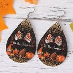 Tis the Season Fall Faux Leather Drop/dangle Earrings Black Photo 0