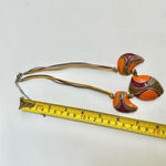 Orange green and burgundy enamel swirl statement necklace Photo 4