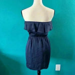 Lush Clothing Lush Vintage dark blue satin looking strapless dress in size xs Photo 3