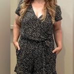 Loft Black and White Sheath romper with Flutter Cap Sleeves Photo 0