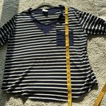 Hailey & Co. Women's S Long Sleeve V Neck Pocket Tee Blue White Stripe Nautical Photo 10