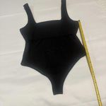 ZARA Women’s Black Bodysuit Sz Large Square Neck With Mesh Abdomen Photo 2