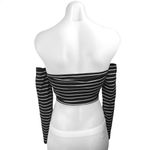 Privacy Please Revolve x  Black Striped Off the Shoulder Long Sleeve Crop Top M Photo 1