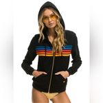 Aviator Nation  5 STRIPE HOODIE in BLACK Size: M Photo 1