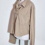 Love Tree  Long Sleeve Khaki Corduroy Cropped Button Down Shirt Size Large Photo 2