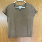 Talbots  Petites Cashmere Blend Short Sleeve Sweater Brown Medium‎ Photo 0