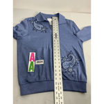 Womans Alfred Dunner Small Blue 1/4 Zip Embroider Rhinestone Pullover Sweatshirt Photo 5