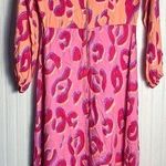 Closet London Pink and Orange Leopard Print Long Sleeve Dress Size 8 Photo 1