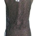 Cache Peek A Boo Black Lace Back Cami Top White Front Stretch Cut-In $98 NWT Photo 2