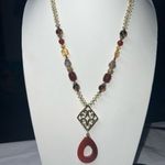 Necklace Vintage Boho Gemstone Carnelian And Gold Tone Toggle Closure Necklace‎ Photo 7