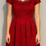 Missmay Women's Red Vintage Floral Lace Boatneck Swing Dress Size Small Photo 0