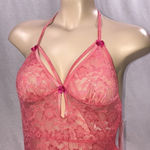 Escante Size Medium Lace Coral Lingerie Strap Dress & Matching Thong. New Photo 1